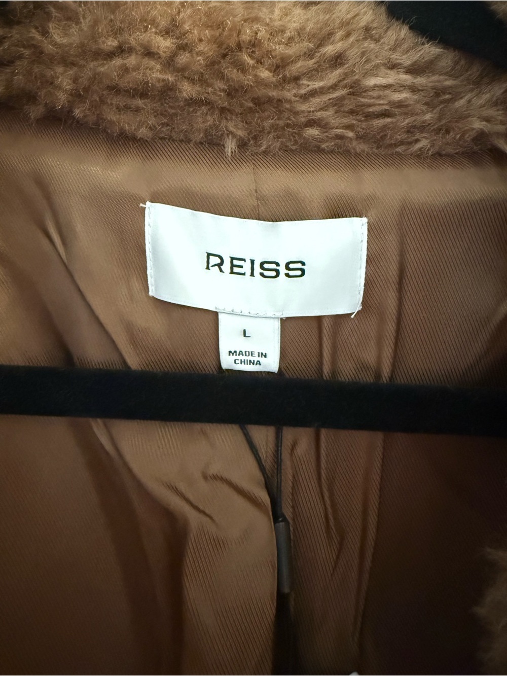 NWT Reiss Darla Teddy Coat Long Wool Jacket Brown Large - Picture 11 of 14